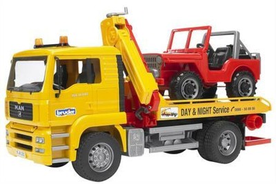 bruder flatbed tow truck
